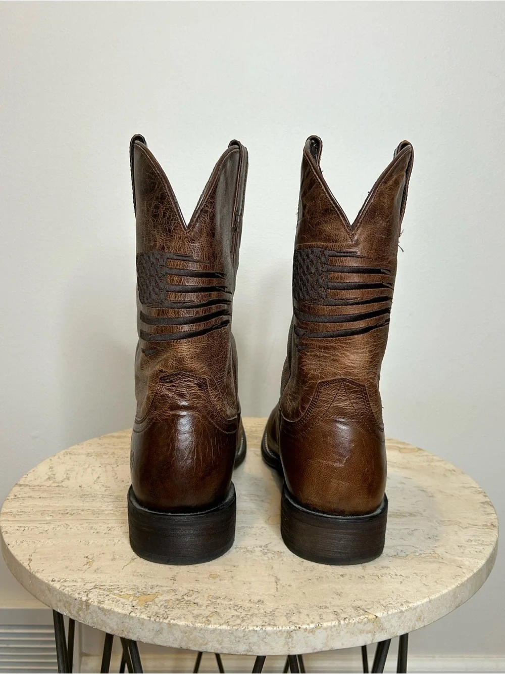 Ariat Men's Brown Leather Cowboy Boots with Stitch Accents Size 11.5D